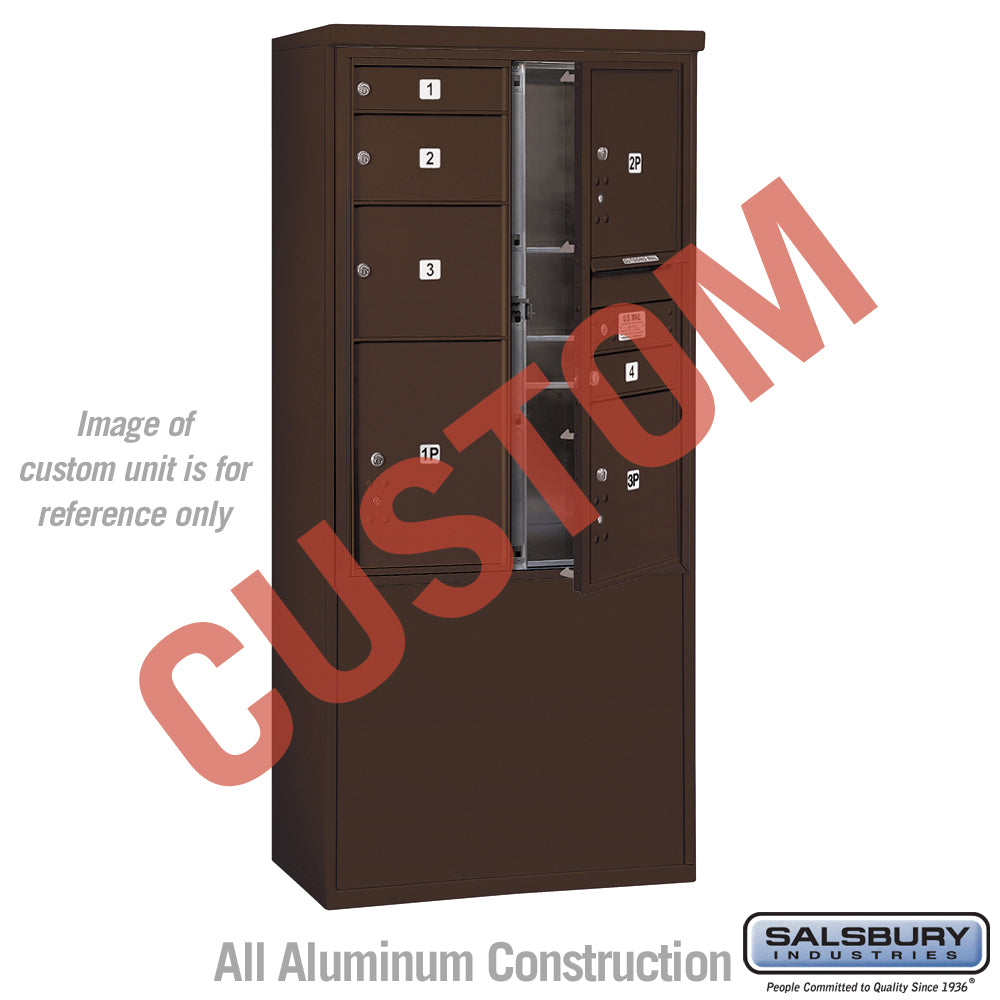 Free-Standing 4C Horizontal Mailbox Unit (Includes 3711D-CZFU Mailbox and 3911D-BRZ Enclosure) - 11 Door High Unit (69 3/8 Inches) - Double Column - Custom Unit - Bronze - Front Loading - USPS Access