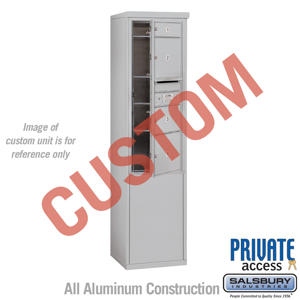 Free-Standing 4C Horizontal Mailbox Unit (Includes 3711S-CAFP Mailbox, 3911S-ALM Enclosure and Master Commercial Locks) - 11 Door High Unit (69 3/8 Inches) - Single Column - Custom Unit - Aluminum - Front Loading - Private Access