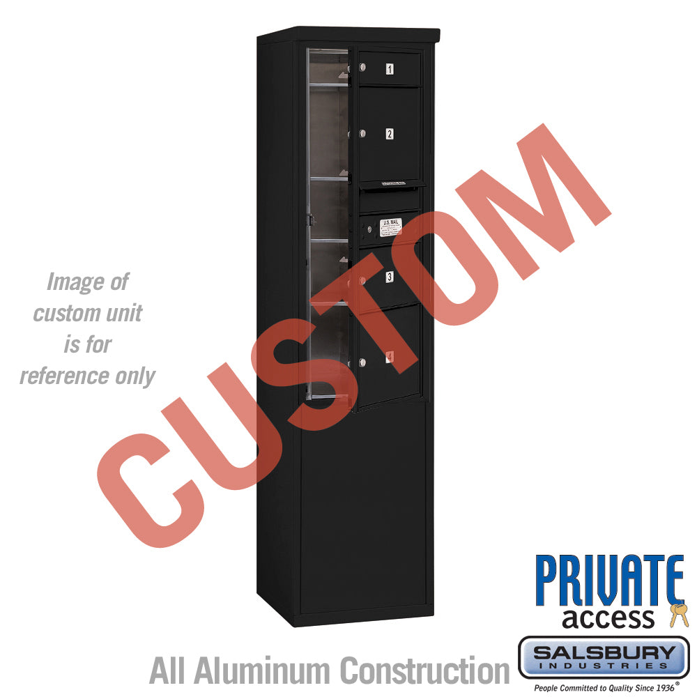 Free-Standing 4C Horizontal Mailbox Unit (Includes 3711S-CBFP Mailbox, 3911S-BLK Enclosure and Master Commercial Locks) - 11 Door High Unit (69 3/8 Inches) - Single Column - Custom Unit - Black - Front Loading - Private Access