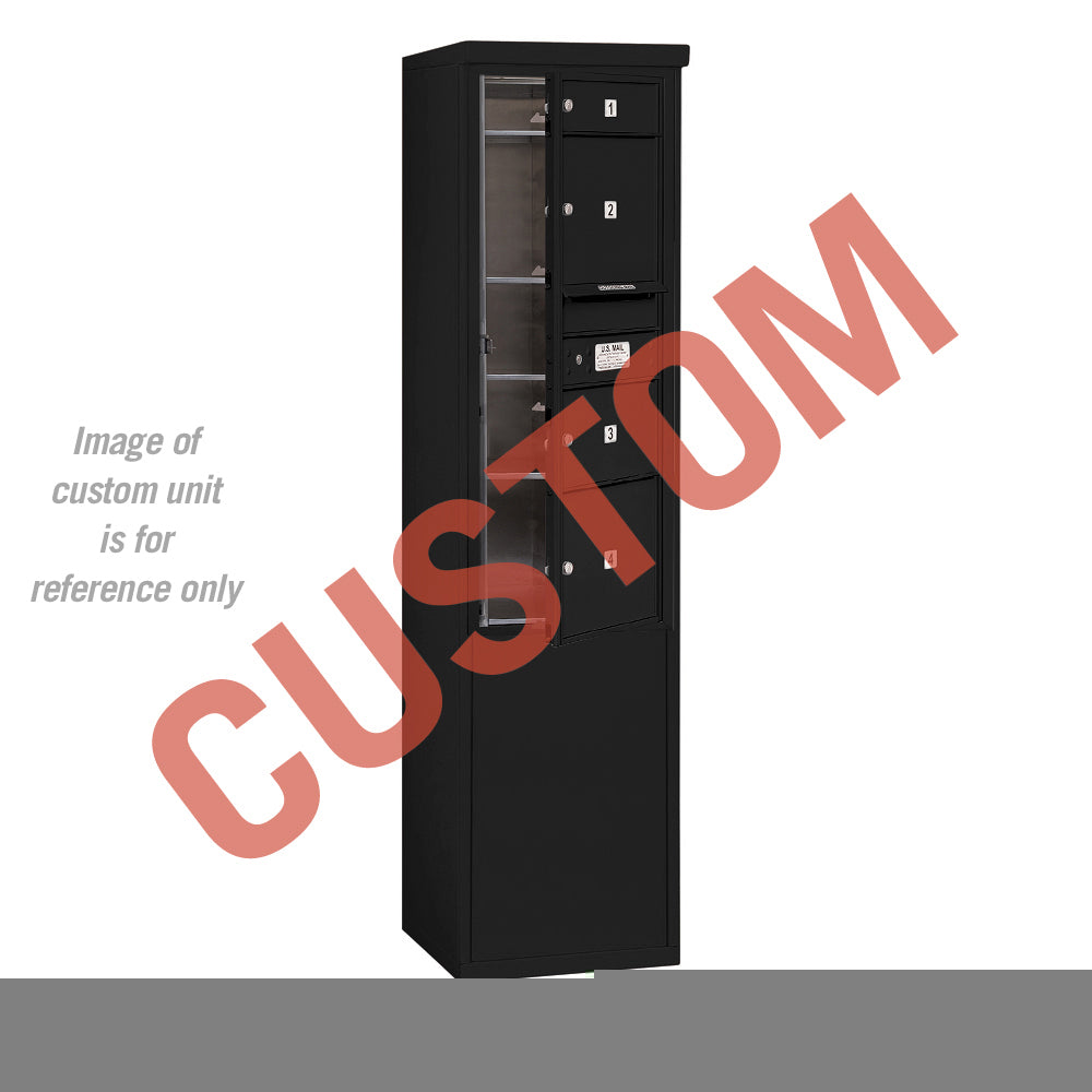 Free-Standing 4C Horizontal Mailbox Unit (Includes 3711S-CBFU Mailbox and 3911S-BLK Enclosure) - 11 Door High Unit (69 3/8 Inches) - Single Column - Custom Unit - Black - Front Loading - USPS Access