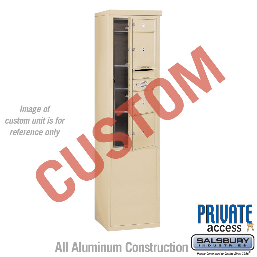 Free-Standing 4C Horizontal Mailbox Unit (Includes 3711S-CSFP Mailbox, 3911S-SAN Enclosure and Master Commercial Locks) - 11 Door High Unit (69 3/8 Inches) - Single Column - Custom Unit - Sandstone - Front Loading - Private Access