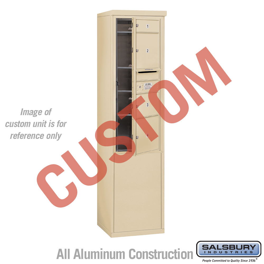 Free-Standing 4C Horizontal Mailbox Unit (Includes 3711S-CSFU Mailbox and 3911S-SAN Enclosure) - 11 Door High Unit (69 3/8 Inches) - Single Column - Custom Unit - Sandstone - Front Loading - USPS Access