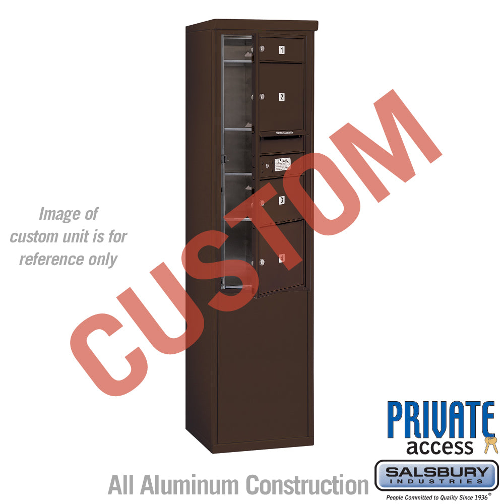 Free-Standing 4C Horizontal Mailbox Unit (Includes 3711S-CZFP Mailbox, 3911S-BRZ Enclosure and Master Commercial Locks) - 11 Door High Unit (69 3/8 Inches) - Single Column - Custom Unit - Bronze - Front Loading - Private Access