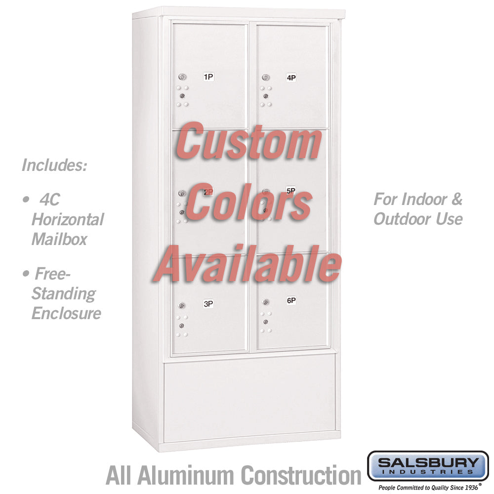 Free-Standing 4C Horizontal Mailbox Unit (Includes 3716D-6PCFU Parcel Locker and 3916D-CST Enclosure) - Maximum Height Unit (72 1/8 Inches) - Double Column - Stand-Alone Parcel Locker - 2 PL4.5's, 2 PL5's and 2 PL6's - Custom Color - Front Loading