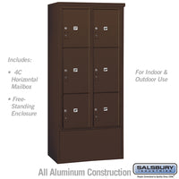 Thumbnail for Maximum Height Free-Standing 4C Horizontal Parcel Locker with 6 Parcel Lockers in Bronze with USPS Access