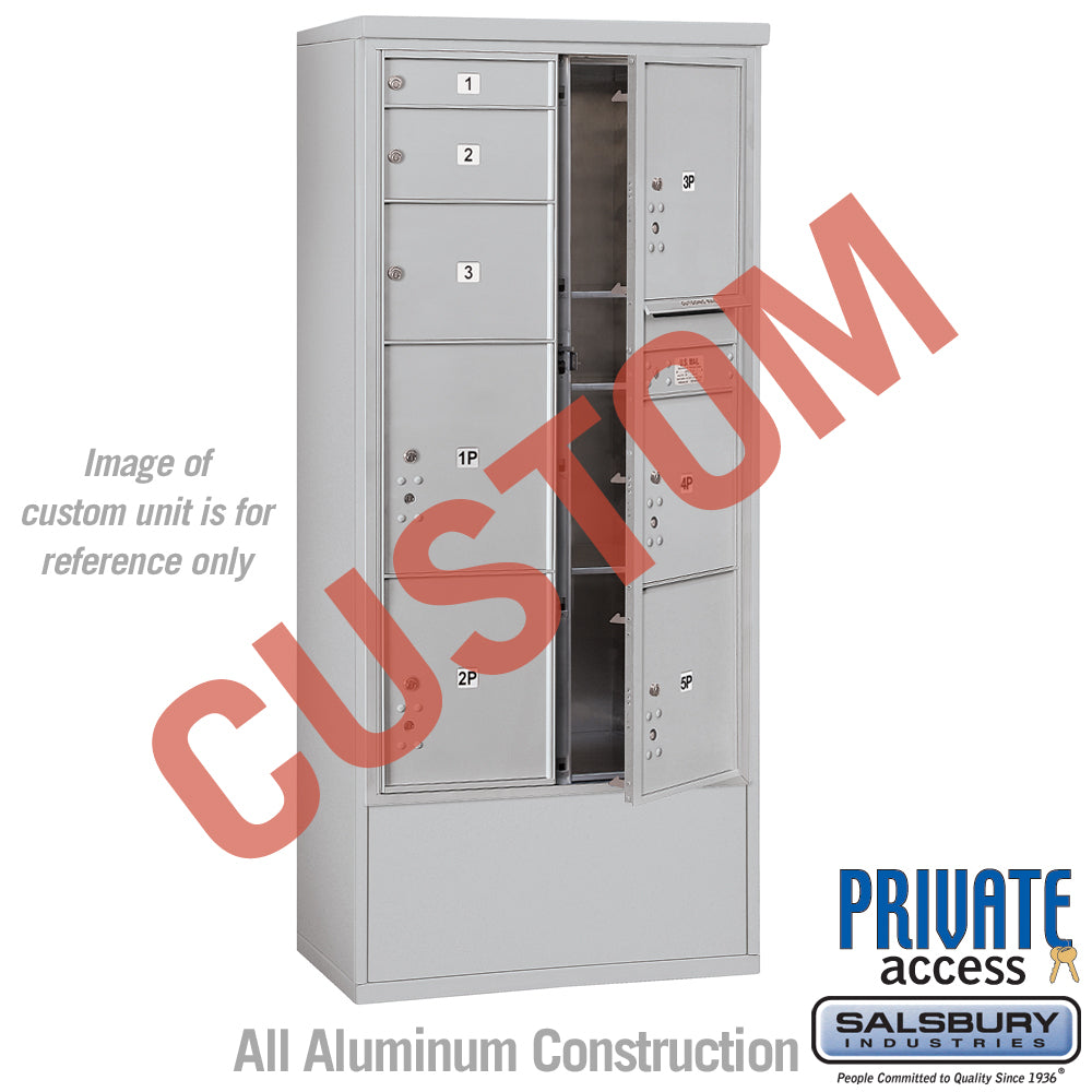 Free-Standing 4C Horizontal Mailbox Unit (Includes 3716D-CAFP Mailbox, 3916D-ALM Enclosure and Master Commercial Locks) - Maximum Height Unit (72 1/8 Inches) - Double Column - Custom Unit - Aluminum - Front Loading - Private Access