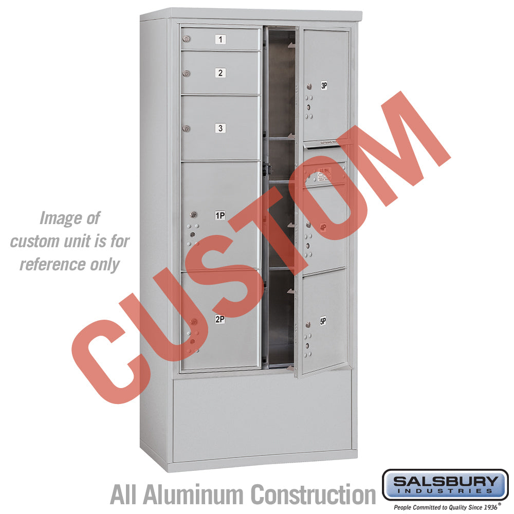 Free-Standing 4C Horizontal Mailbox Unit (Includes 3716D-CAFU Mailbox and 3916D-ALM Enclosure) - Maximum Height Unit (72 1/8 Inches) - Double Column - Custom Unit - Aluminum - Front Loading - USPS Access