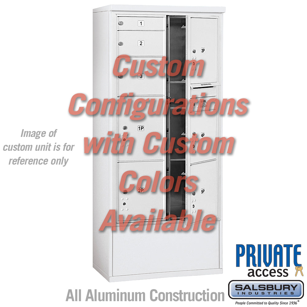 Free-Standing 4C Horizontal Mailbox Unit (Includes 3716D-CCFP Mailbox, 3916D-CST Enclosure and Master Commercial Locks) - Maximum Height Unit (72 1/8 Inches) - Double Column - Custom Unit - Custom Color - Front Loading - Private Access