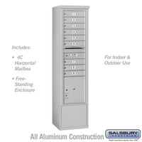 Thumbnail for Maximum Height Free-Standing 4C Horizontal Mailbox with 9 Doors and 1 Parcel Locker in Aluminum with USPS Access