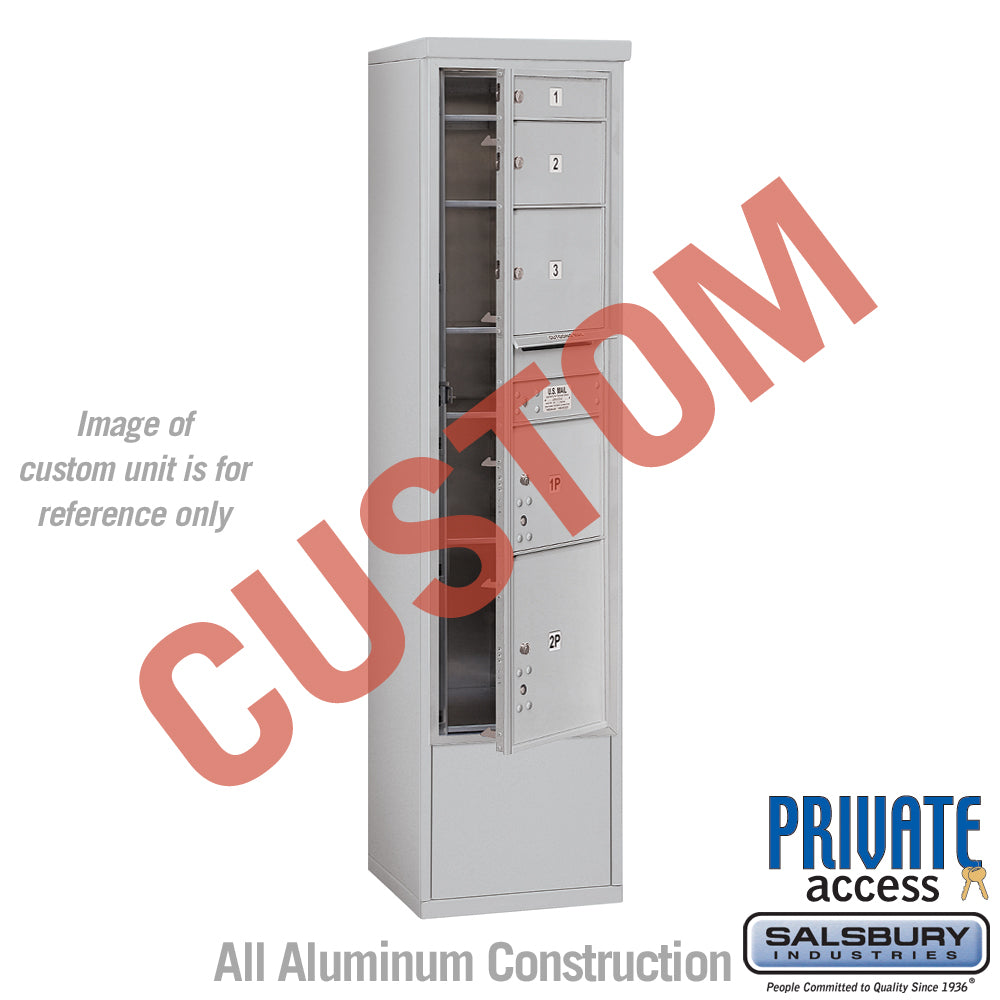 Free-Standing 4C Horizontal Mailbox Unit (Includes 3716S-CAFP Mailbox, 3916S-ALM Enclosure and Master Commercial Locks) - Maximum Height Unit (72 1/8 Inches) - Single Column - Custom Unit - Aluminum - Front Loading - Private Access