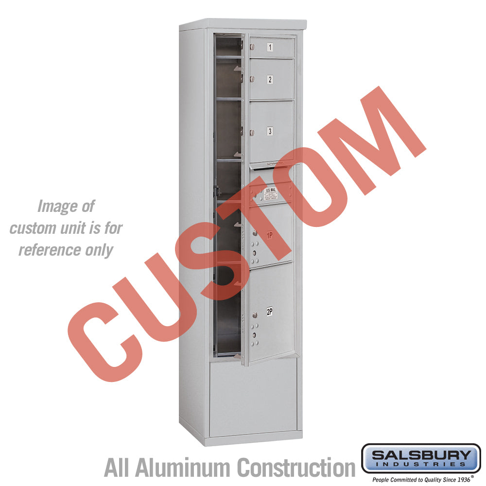 Free-Standing 4C Horizontal Mailbox Unit (Includes 3716S-CAFU Mailbox and 3916S-ALM Enclosure) - Maximum Height Unit (72 1/8 Inches) - Single Column - Custom Unit - Aluminum - Front Loading - USPS Access