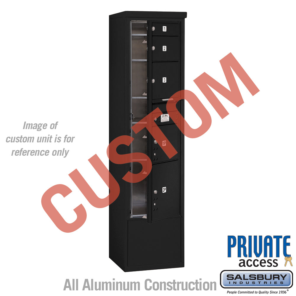 Free-Standing 4C Horizontal Mailbox Unit (Includes 3716S-CBFP Mailbox, 3916S-BLK Enclosure and Master Commercial Locks) - Maximum Height Unit (72 1/8 Inches) - Single Column - Custom Unit - Black - Front Loading - Private Access