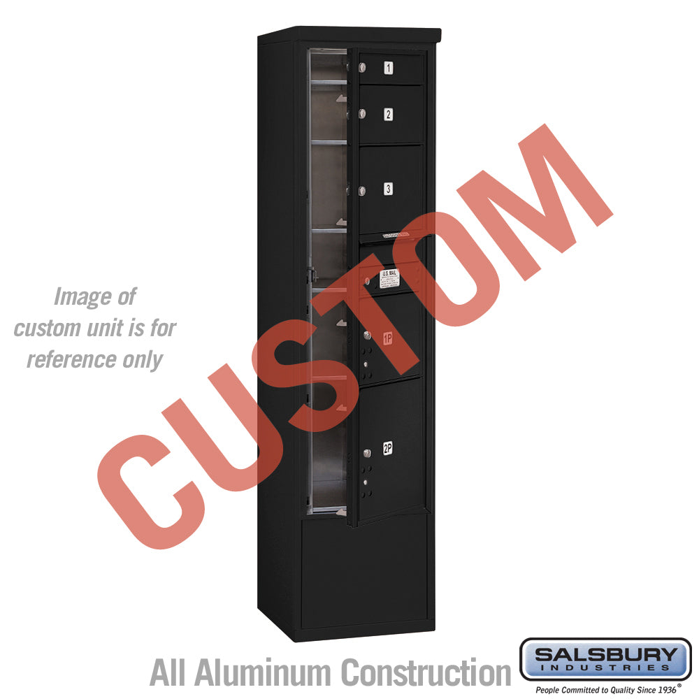 Free-Standing 4C Horizontal Mailbox Unit (Includes 3716S-CBFU Mailbox and 3916S-BLK Enclosure) - Maximum Height Unit (72 1/8 Inches) - Single Column - Custom Unit - Black - Front Loading - USPS Access