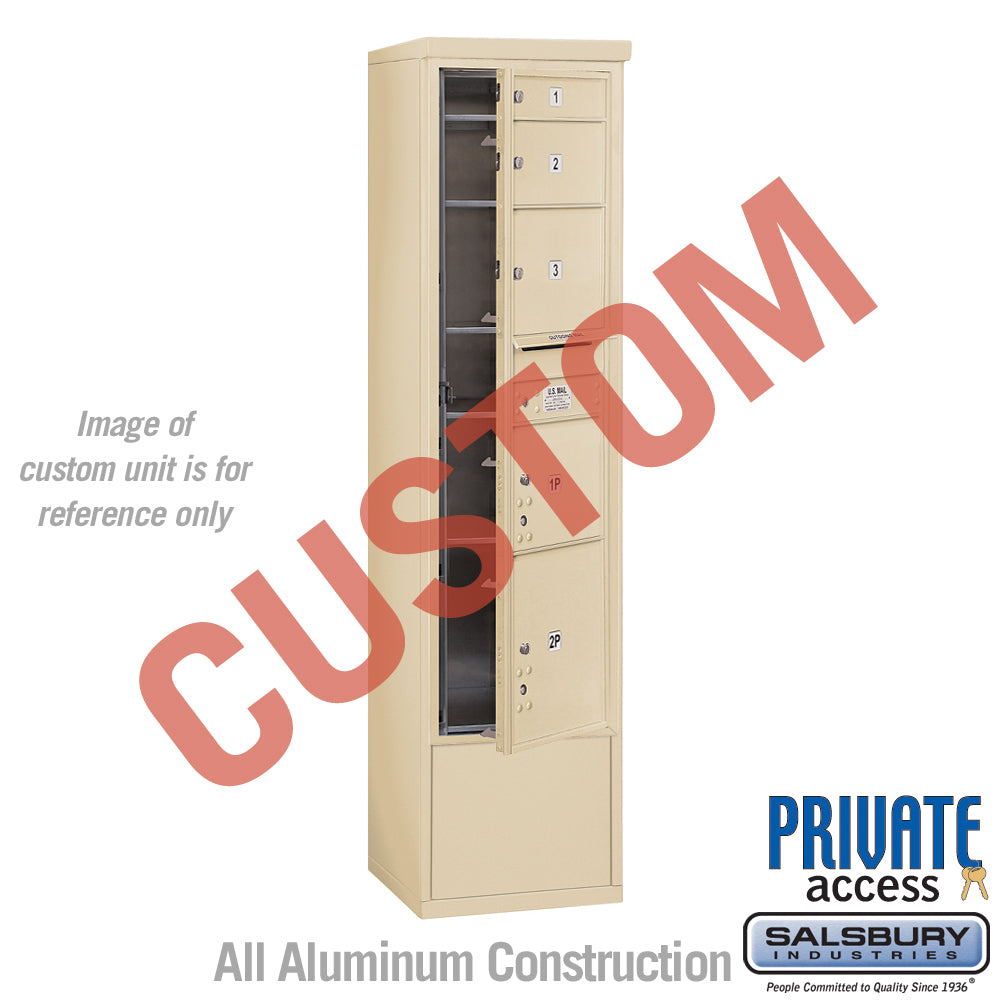 Free-Standing 4C Horizontal Mailbox Unit (Includes 3716S-CSFP Mailbox, 3916S-SAN Enclosure and Master Commercial Locks) - Maximum Height Unit (72 1/8 Inches) - Single Column - Custom Unit - Sandstone - Front Loading - Private Access