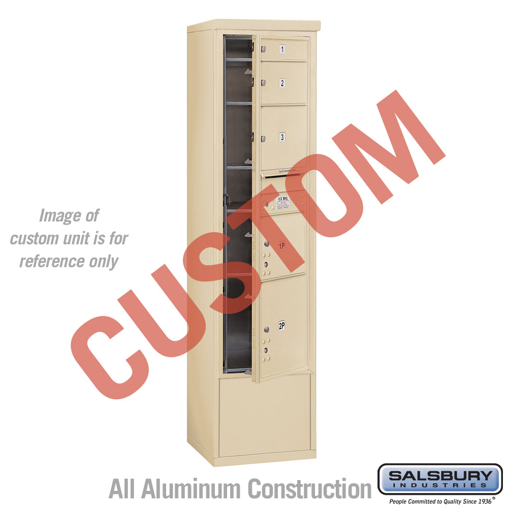 Free-Standing 4C Horizontal Mailbox Unit (Includes 3716S-CSFU Mailbox and 3916S-SAN Enclosure) - Maximum Height Unit (72 1/8 Inches) - Single Column - Custom Unit - Sandstone - Front Loading - USPS Access