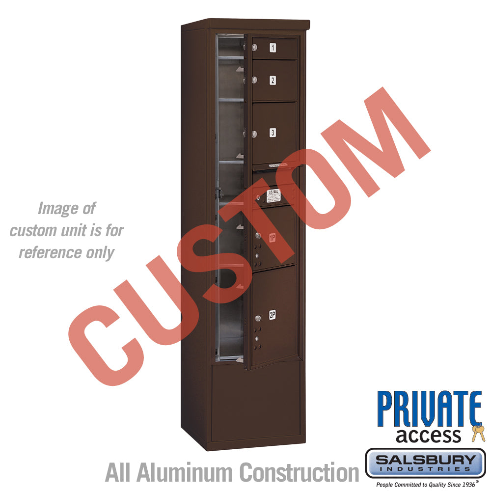 Free-Standing 4C Horizontal Mailbox Unit (Includes 3716S-CZFP Mailbox, 3916S-BRZ Enclosure and Master Commercial Locks) - Maximum Height Unit (72 1/8 Inches) - Single Column - Custom Unit - Bronze - Front Loading - Private Access