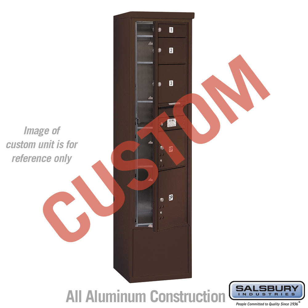 Free-Standing 4C Horizontal Mailbox Unit (Includes 3716S-CZFU Mailbox and 3916S-BRZ Enclosure) - Maximum Height Unit (72 1/8 Inches) - Single Column - Custom Unit - Bronze - Front Loading - USPS Access