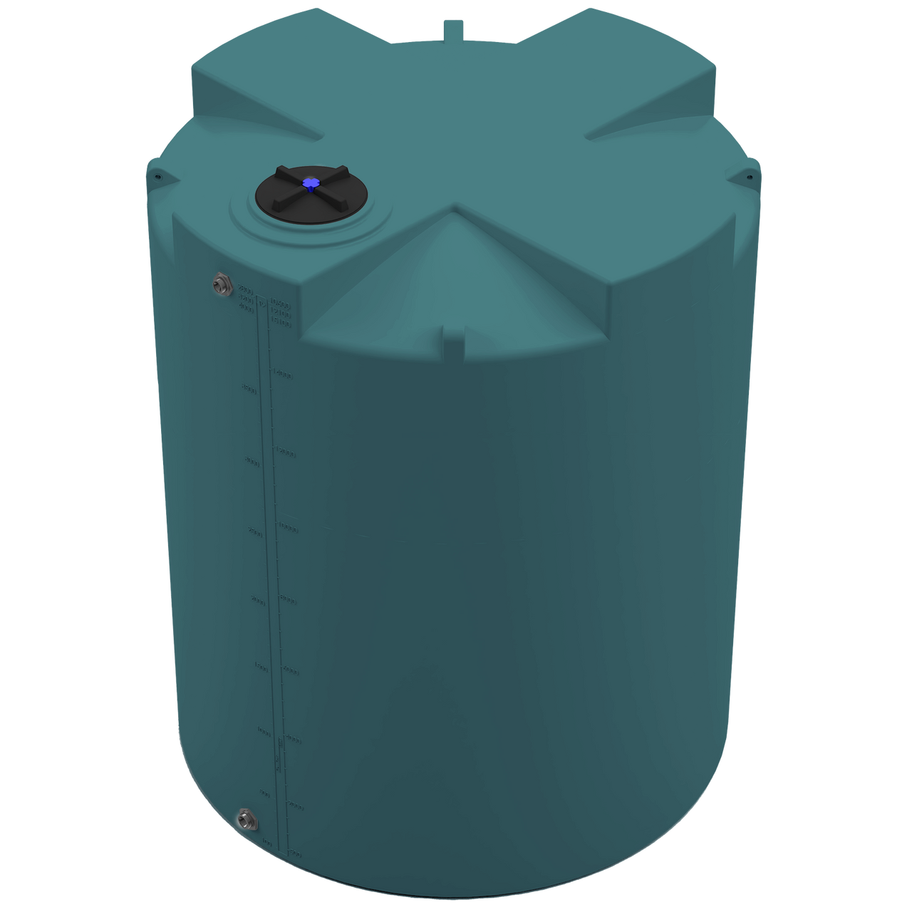 4000 GAL PROCHEM® PLUS POTABLE WATER TANK - LPE 1.0 FDA - GREEN  - DIA 102" x HGT 126" - LID 16" - BH FITTING T 1.5” / B 2” 