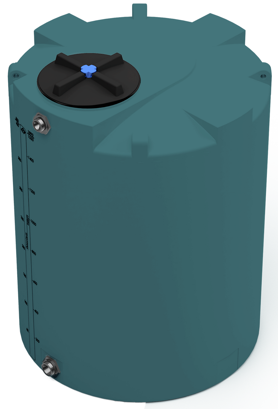 400 GAL PROCHEM® POTABLE WATER TANK W/BULKHEAD FITTINGS - LPE 1.0 FDA - GREEN  - DIA 47" x HGT 62" - LID 16" - BH FITTING T 1.5” / B 2” 