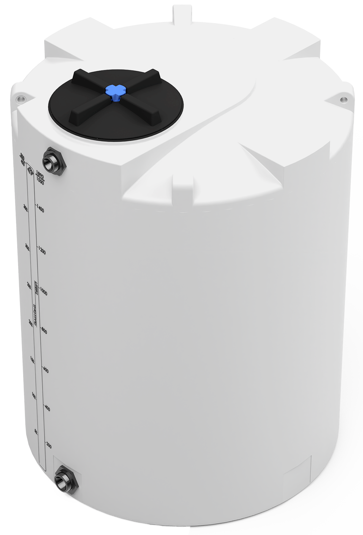 400 GAL PROCHEM® POTABLE WATER TANK W/BULKHEAD FITTINGS - LPE 1.0 FDA - NATURAL  - DIA 47" x HGT 62" - LID 16" - BH FITTING T 1.5” / B 2” 
