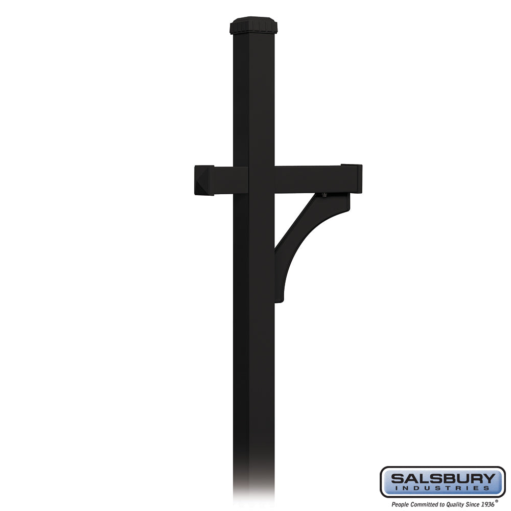 Deluxe Post - 1 Sided - In-Ground Mounted - for Roadside Mailbox - Black