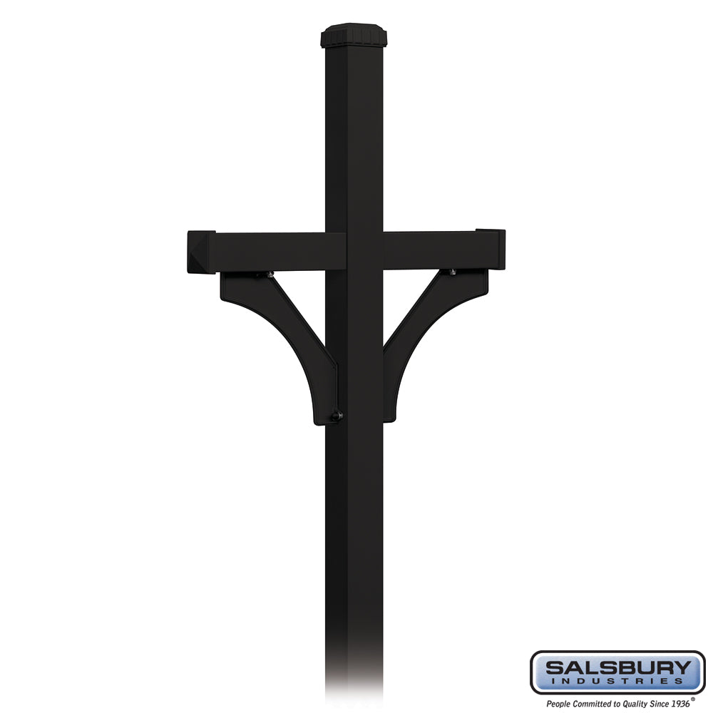 Deluxe Post - 2 Sided - In-Ground Mounted - for Roadside Mailboxes - Black