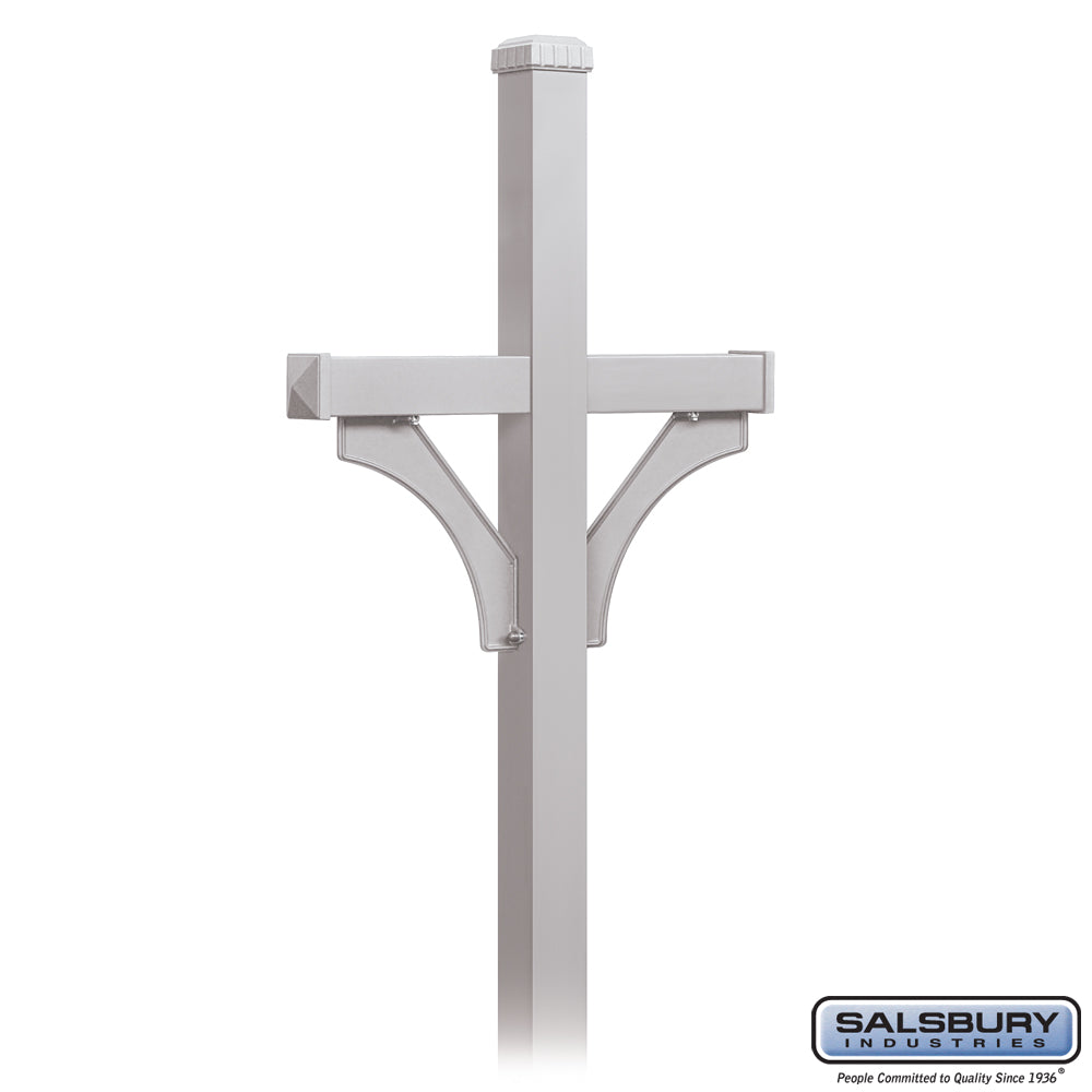 Deluxe Post - 2 Sided - In-Ground Mounted - for Roadside Mailboxes - Silver