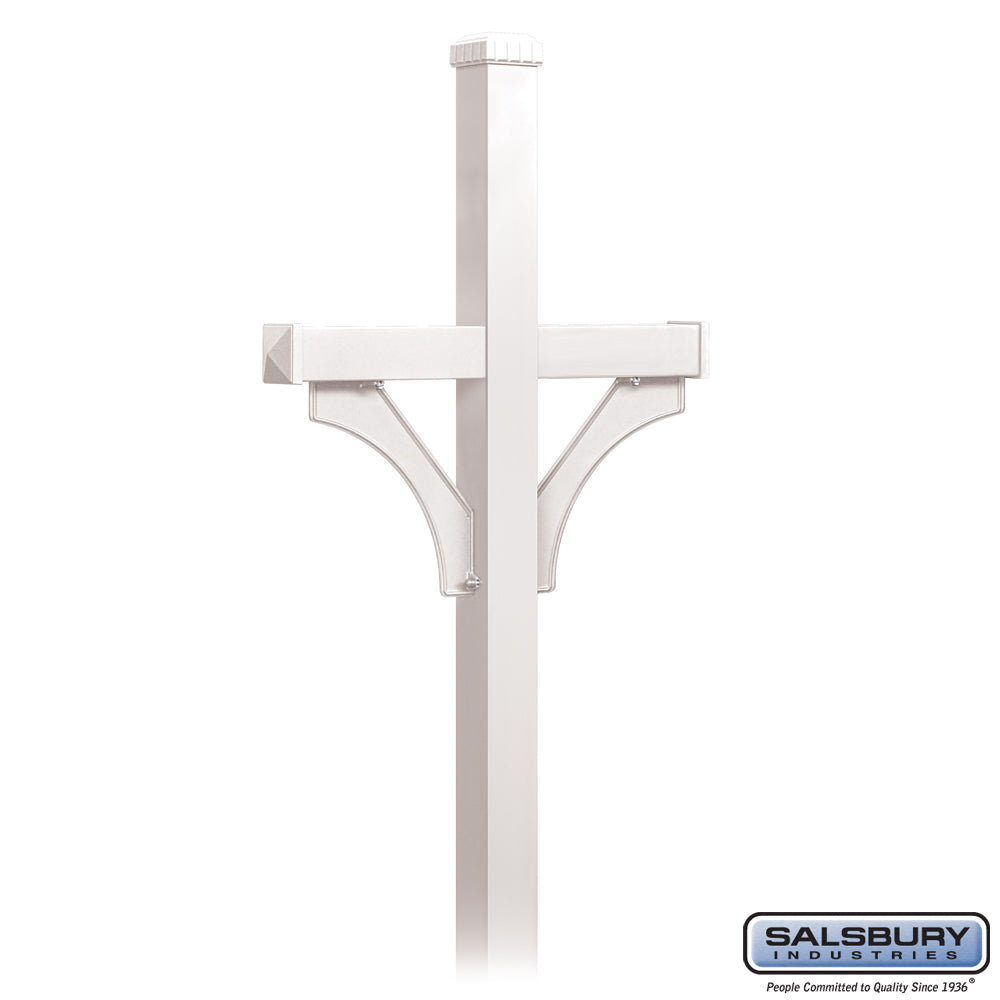 Deluxe Post - 2 Sided - In-Ground Mounted - for Roadside Mailboxes - White