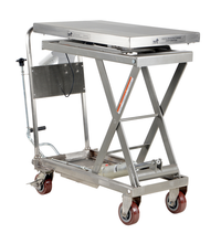 Thumbnail for Partially Stainless Steel Scissor Cart with Scale 19-1/2 In. x 32 In. 500 Lb. Capacity Blue/Silver