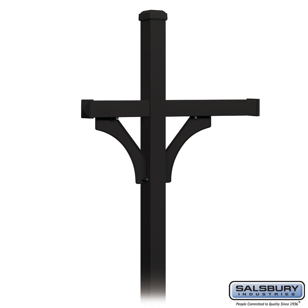 Deluxe Mailbox Post - 2 Sided for (3) Mailboxes - In-Ground Mounted - Black