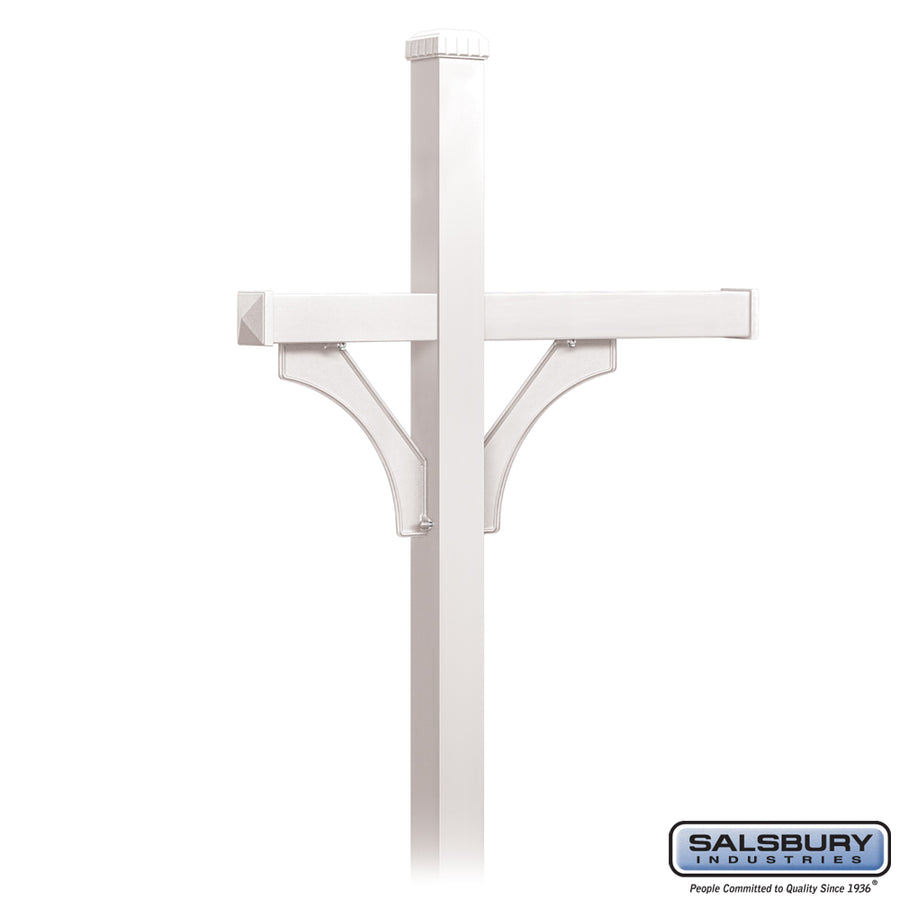 Deluxe Mailbox Post - 2 Sided for (3) Mailboxes - In-Ground Mounted - White