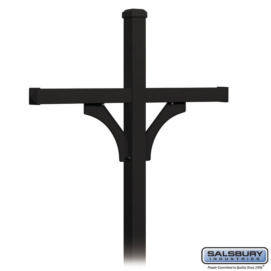 Deluxe Mailbox Post - 2 Sided for (4) Mailboxes - In-Ground Mounted - Black