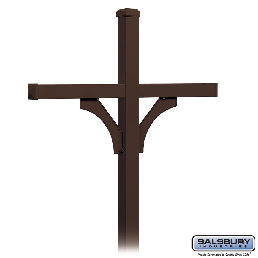 Deluxe Mailbox Post - 2 Sided for (4) Mailboxes - In-Ground Mounted - Bronze