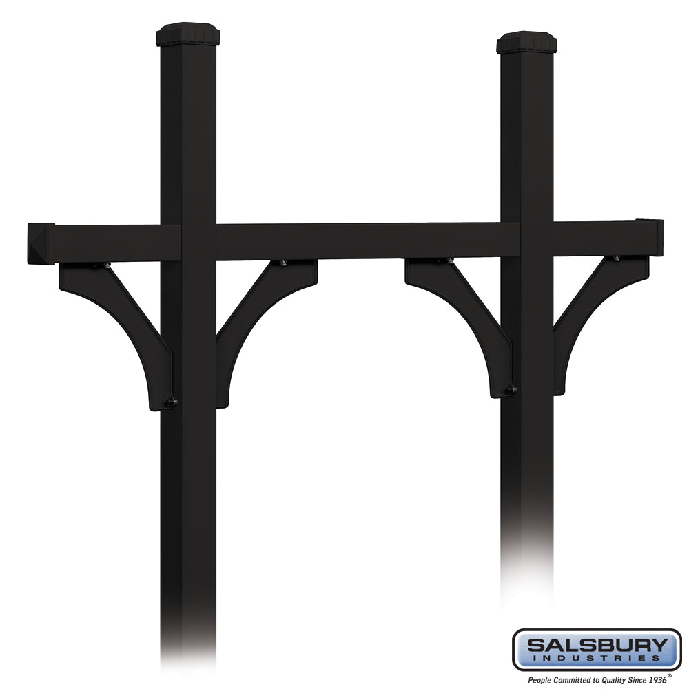 Deluxe Mailbox Post - Bridge Style for (5) Mailboxes - In-Ground Mounted - Black