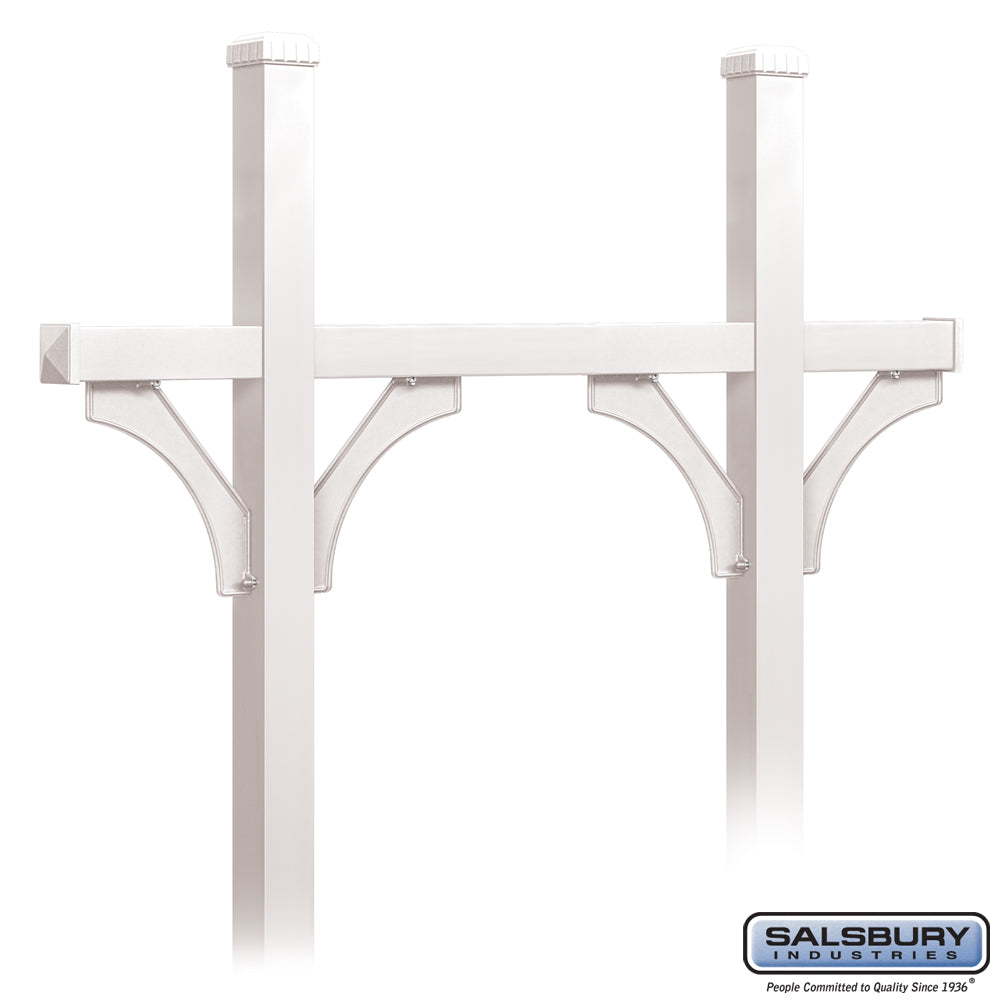Deluxe Mailbox Post - Bridge Style for (5) Mailboxes - In-Ground Mounted - White