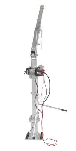 Galvanized Steel DC Powered Winch Truck Jib Crane 52 In. Reach 1,000 Lb. Extended Capacity Gray