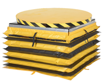 Thumbnail for Steel Powered Lift Table With Manual Rotation And Vinyl Field Installed Accordion Skirt 4,000 Lb. Capacity Blue/Yellow