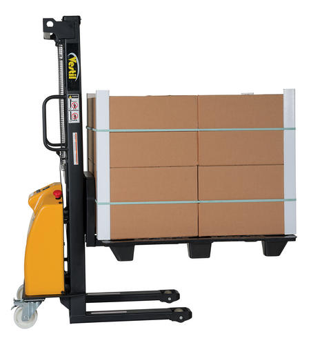 Steel Stacker with Fixed DC Powered Winch 770 Lb. Capacity Black / Yellow