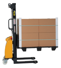 Thumbnail for Steel Stacker with Fixed DC Powered Winch 770 Lb. Capacity Black / Yellow