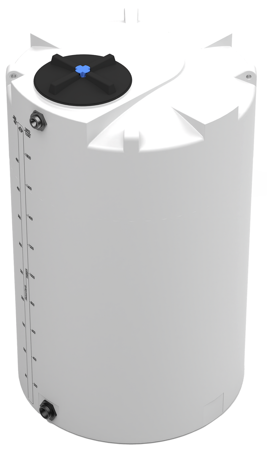 500 GAL PROCHEM® POTABLE WATER TANK W/BULKHEAD FITTINGS - LPE 1.0 FDA - NATURAL  - DIA 47" x HGT 76" - LID 16" - BH FITTING T 1.5” / B 2” 