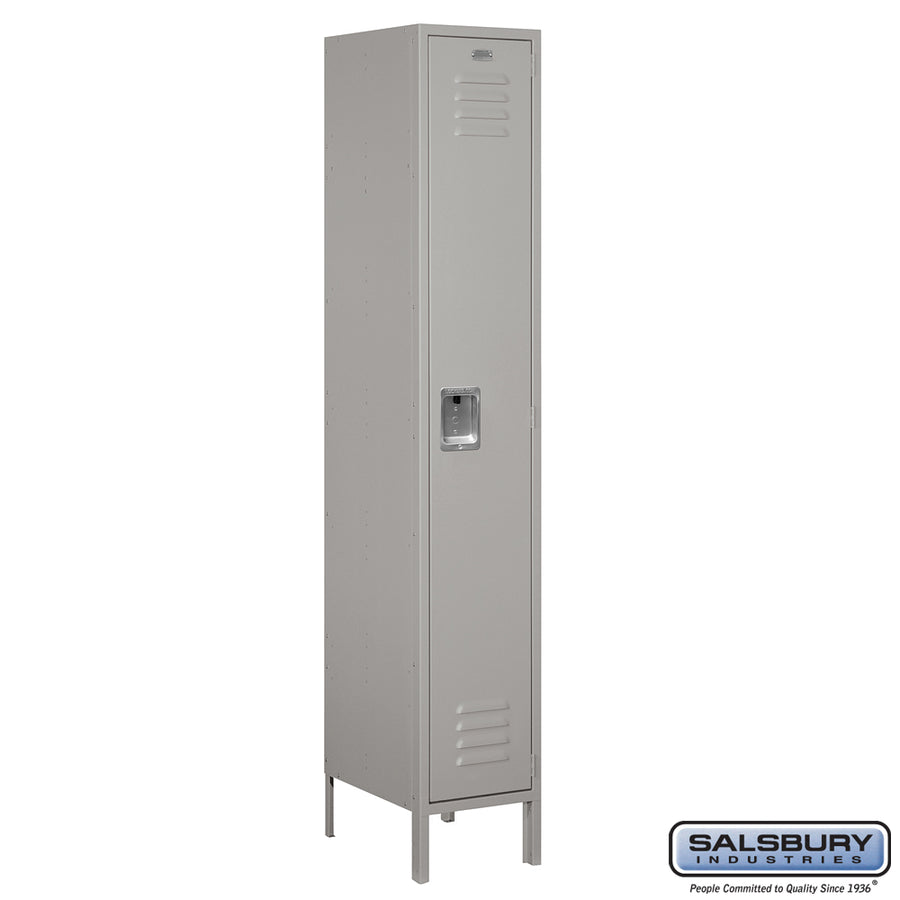 15" Wide Single Tier Standard Metal Locker - 1 Wide - 6 Feet High - 18 Inches Deep - Gray - Unassembled