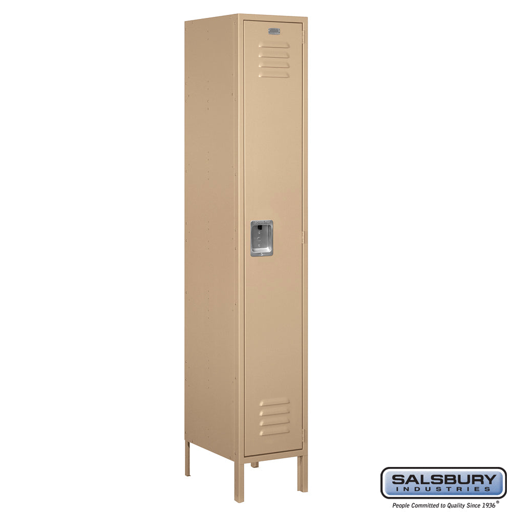 15" Wide Single Tier Standard Metal Locker - 1 Wide - 6 Feet High - 18 Inches Deep - Tan - Assembled