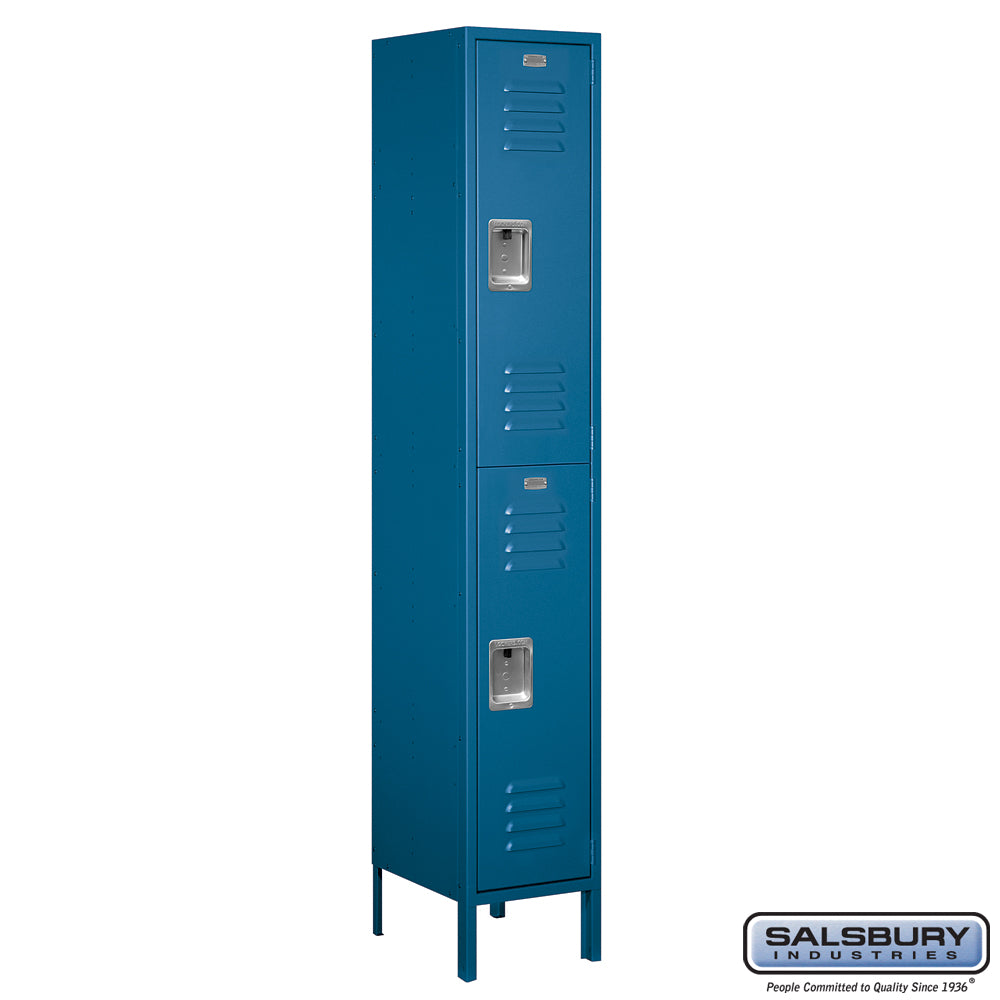 15" Wide Double Tier Standard Metal Locker - 1 Wide - 6 Feet High - 15 Inches Deep - Blue - Assembled