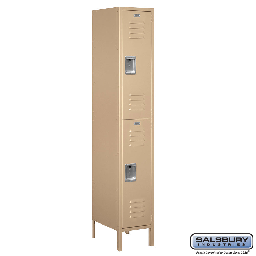 15" Wide Double Tier Standard Metal Locker - 1 Wide - 6 Feet High - 18 Inches Deep - Tan - Assembled