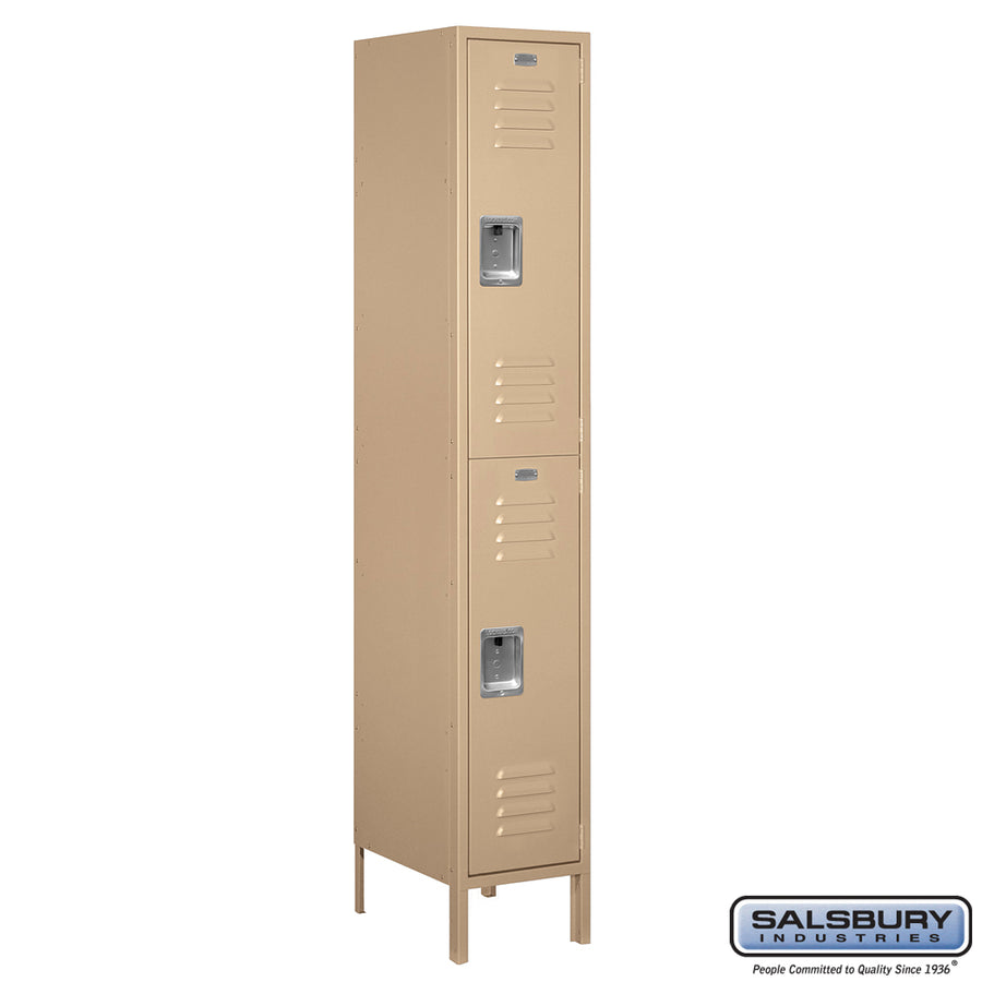 15" Wide Double Tier Standard Metal Locker - 1 Wide - 6 Feet High - 18 Inches Deep - Tan - Unassembled