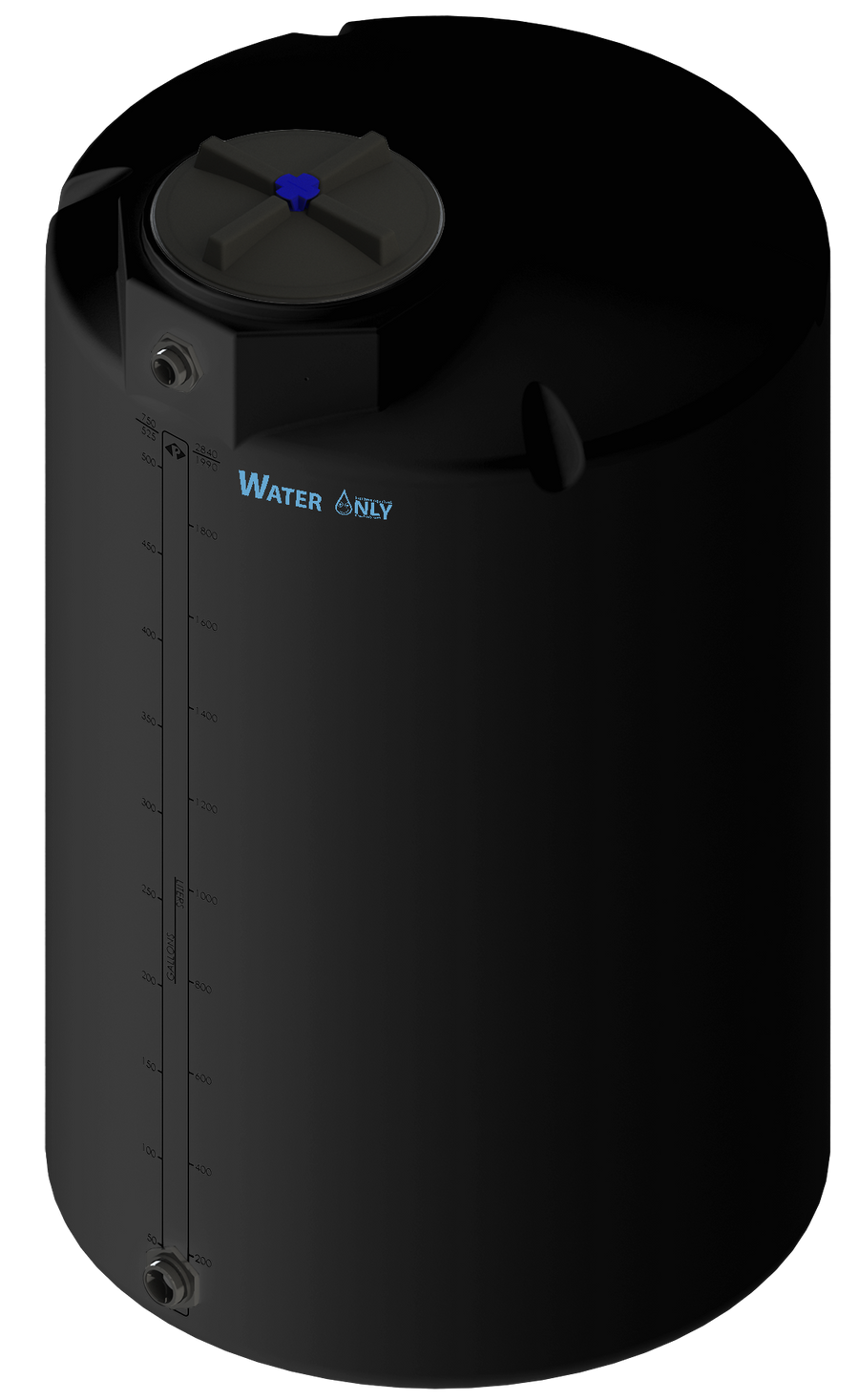 525 Gal ProChem® Potable Water Tank w/Bulkhead Fittings - Twist Lid 16" - LPE 1.0 - Black 