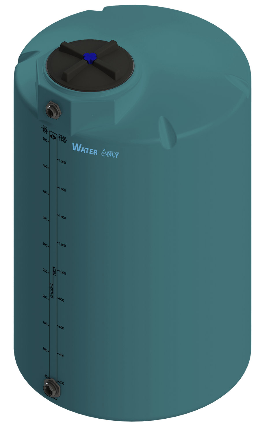 525 Gal ProChem® Potable Water Tank w/Bulkhead Fittings - Twist Lid 16" - LPE 1.0 - Green 