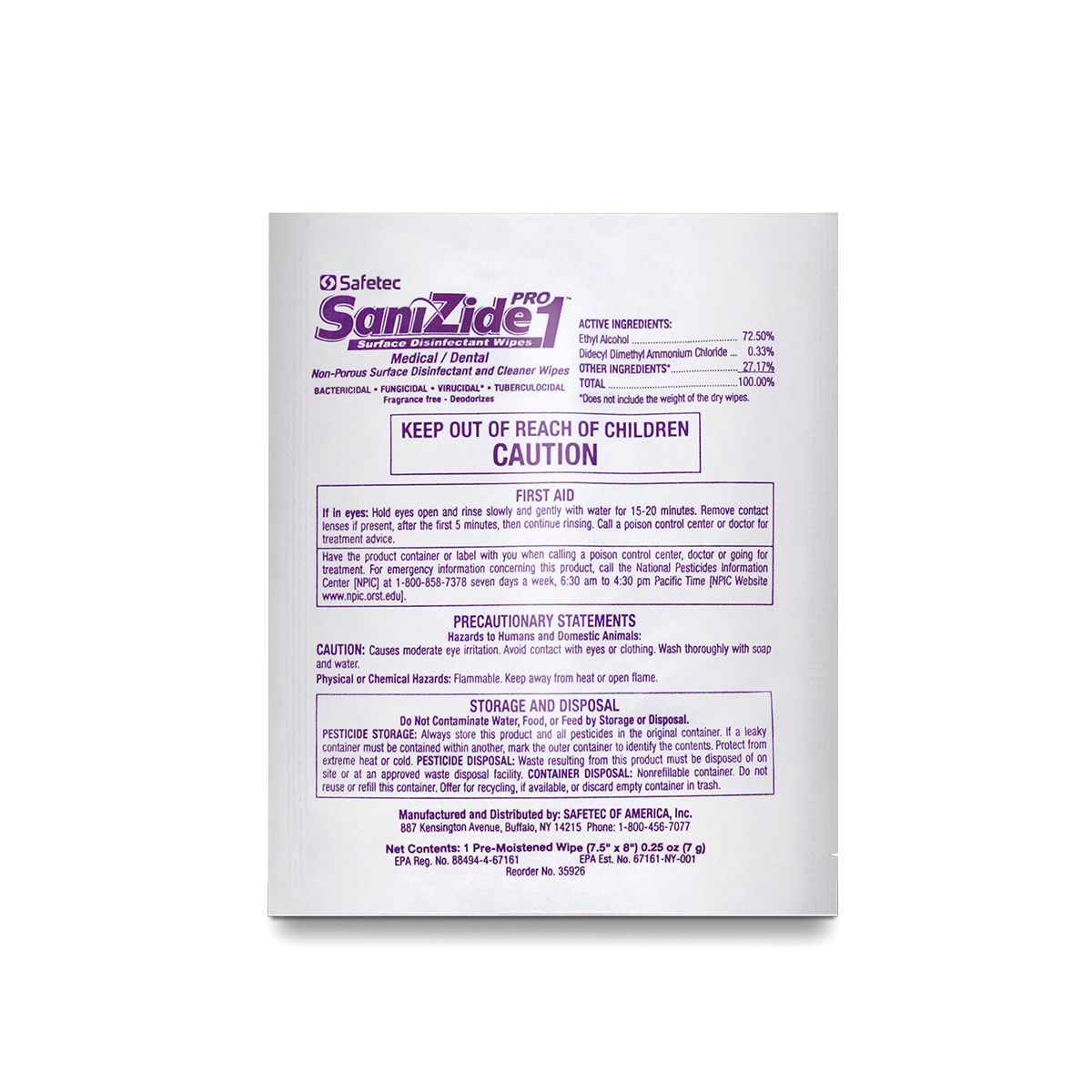 SaniZide Pro 1 Disinfectant Wipe (50ct)