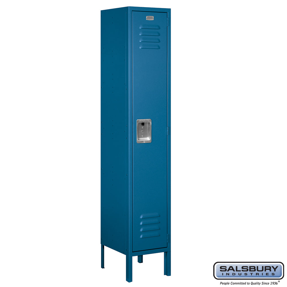 12" Wide Single Tier Standard Metal Locker - 1 Wide - 5 Feet High - 12 Inches Deep - Blue - Assembled