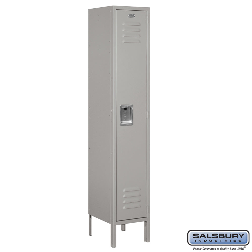 12" Wide Single Tier Standard Metal Locker - 1 Wide - 5 Feet High - 12 Inches Deep - Gray - Assembled